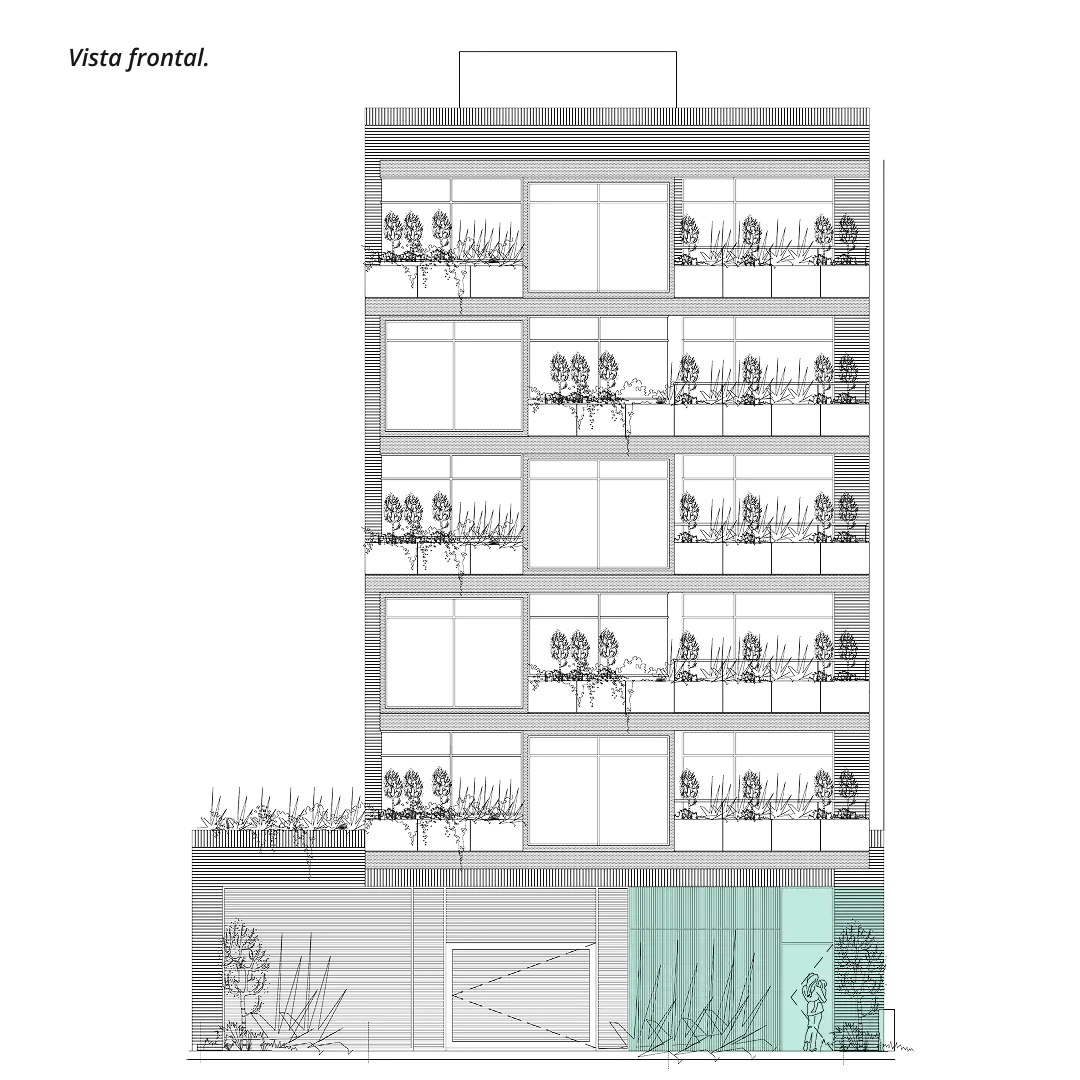 fachada frontal lobby moderno