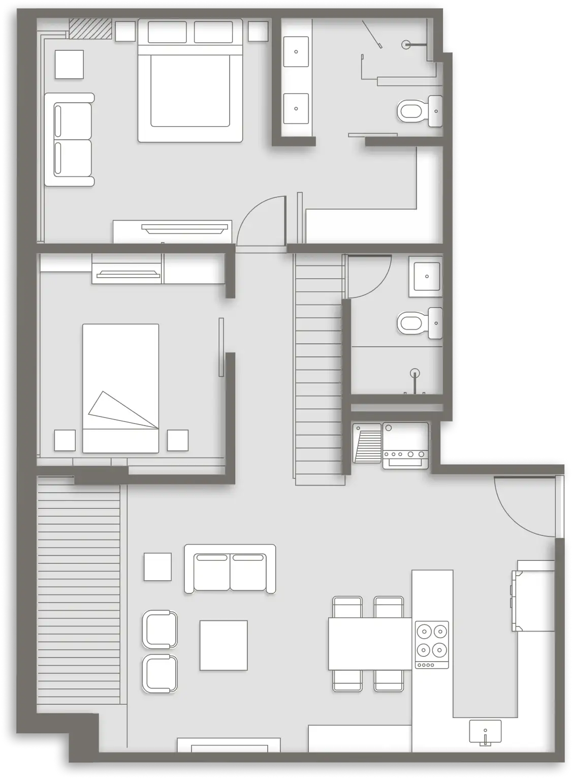 plano interior apartamento chico